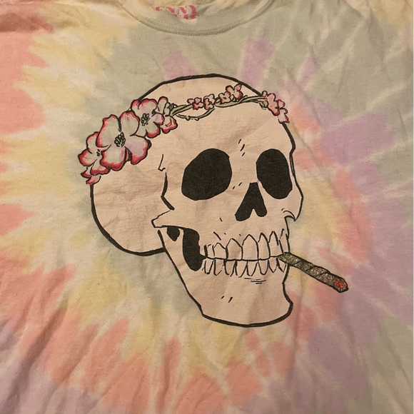 Jenny Lewis Tops Jenny Lewis Heads Gonna Roll Tiedye Skull Tshirt